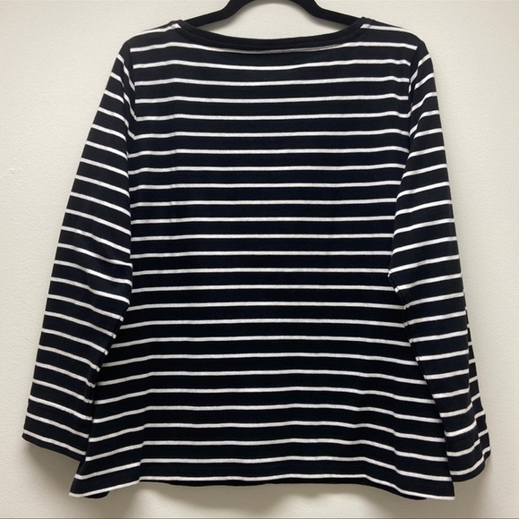 TALBOTS Women’s Petites Embellished Long Sleeved Striped‎ Shirt Black/White 1XP - Picture 6 of 11